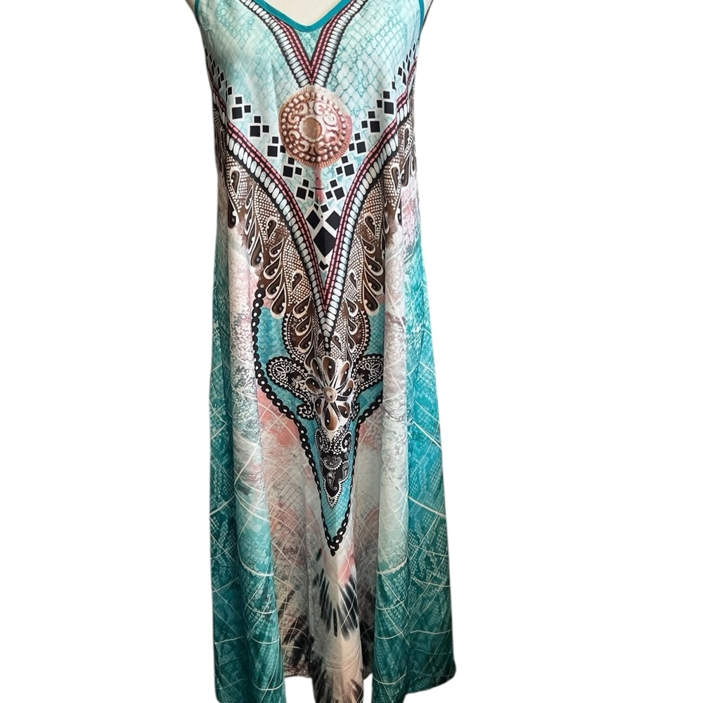 2pc New Teal Maxi Dress with Cardigan Sz M/L - Picture 11 of 13
